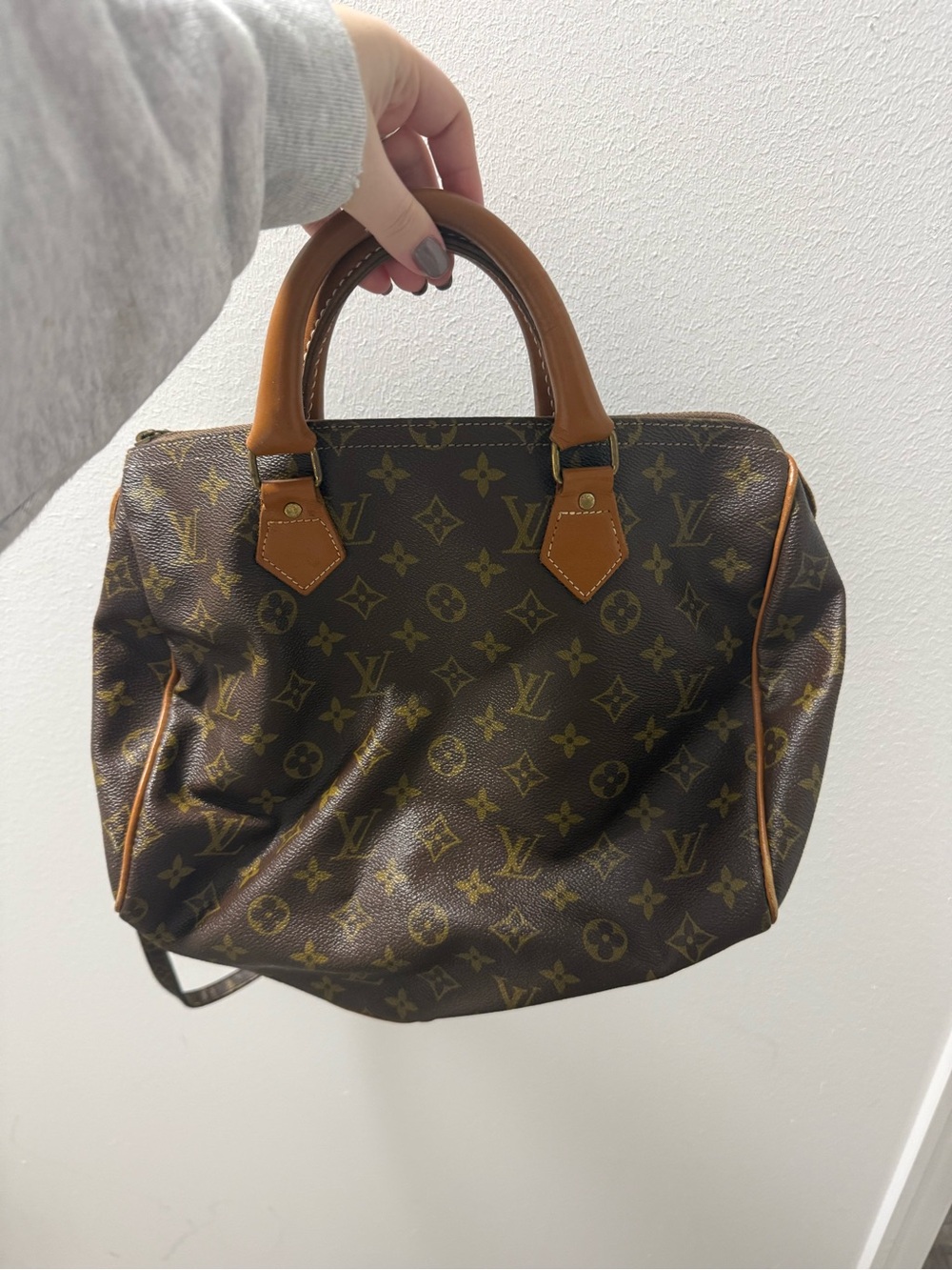 Louis Vuitton Brown Monogram Satchel with Tan Trim